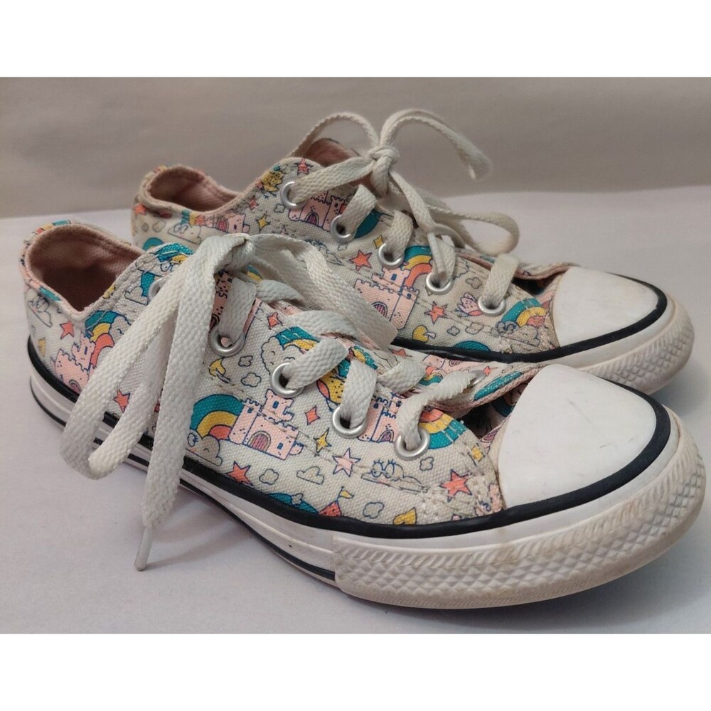 Converse CTAS Low Tops Rainbow Castle Girls Shoes Size 13